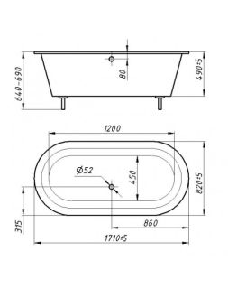 Ванна из искусственного камня Фэма Стиль Феррара в подиум 171x82 см